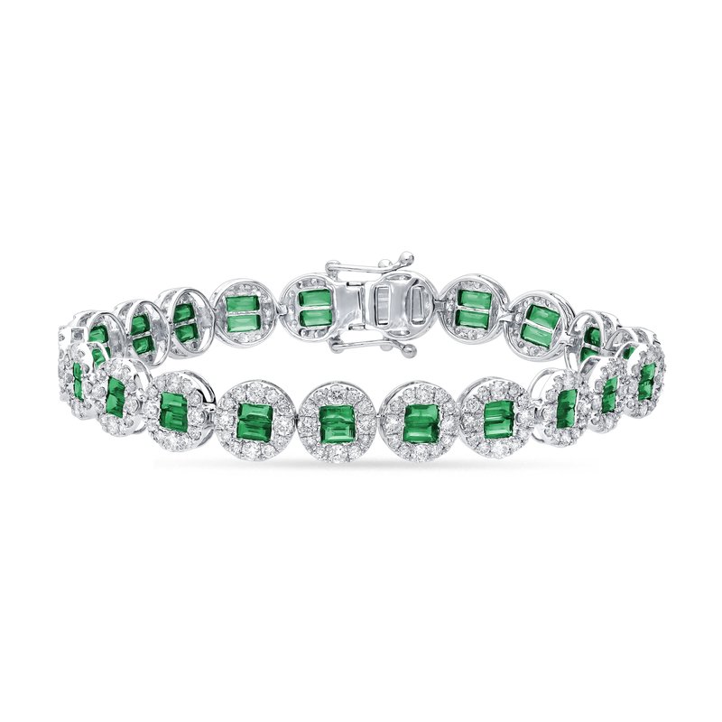 14K 4.26Ct Diamond Emeral Bracelet