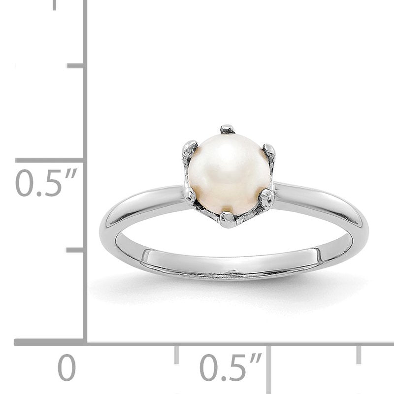 14k White Gold 5.5mm FW Cultured Pearl ring