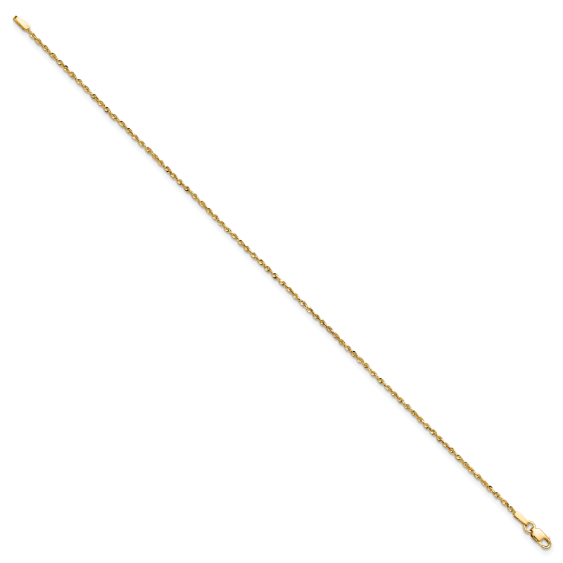 14K 10 inch 1.5mm Ultra Diamond-cut Rope with Lobster Clasp Anklet