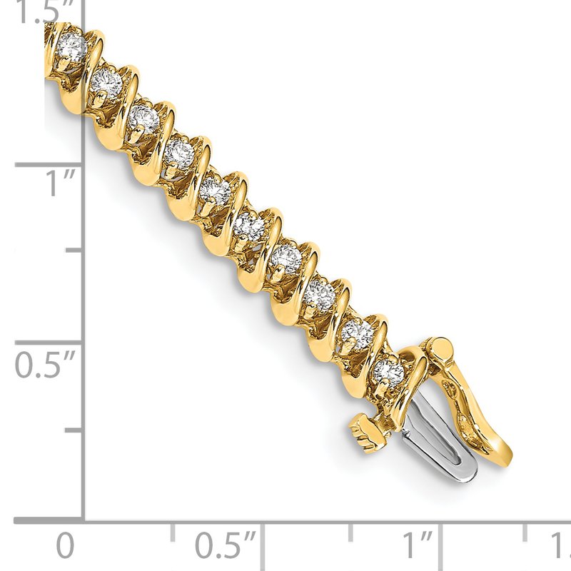 14k Complete 1.95 carat Round VS Diamond Fancy Spiral 7 inch Tennis Bracelet