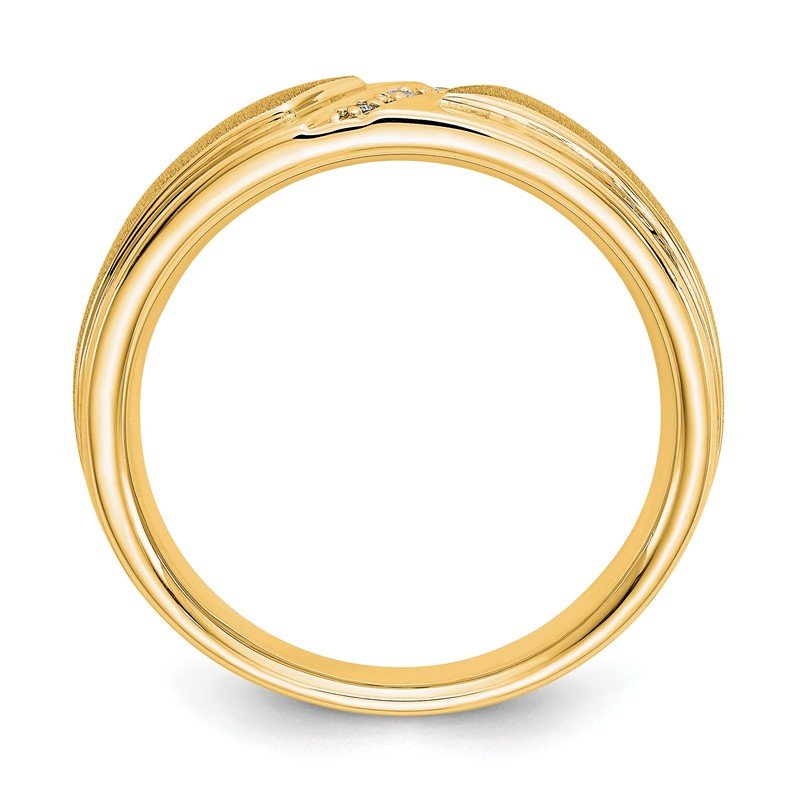 14K White Gold Men's 1/20 carat Lab Grown Diamond VS/SI  D E F  Brushed and Polished Band