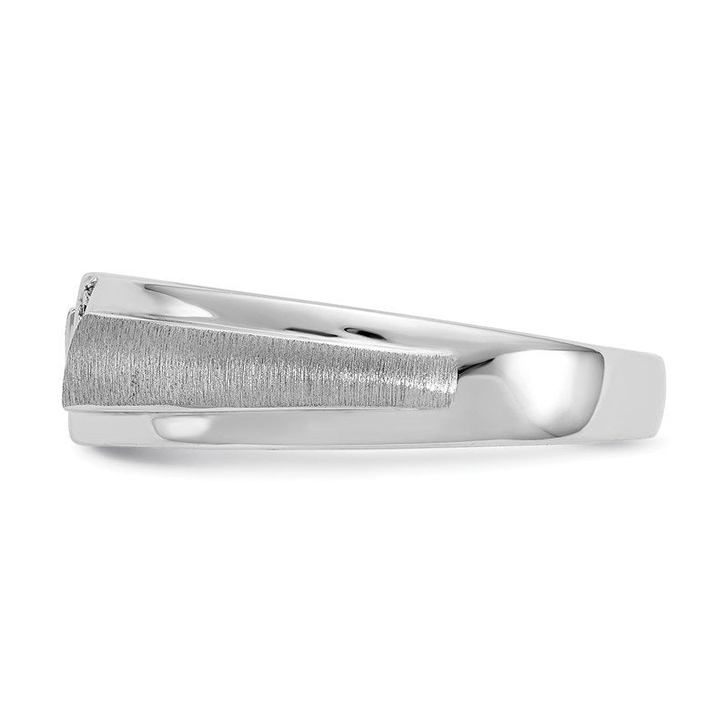 14K White Gold Men's 1/20 carat Lab Grown Diamond VS/SI  D E F  Brushed and Polished Band