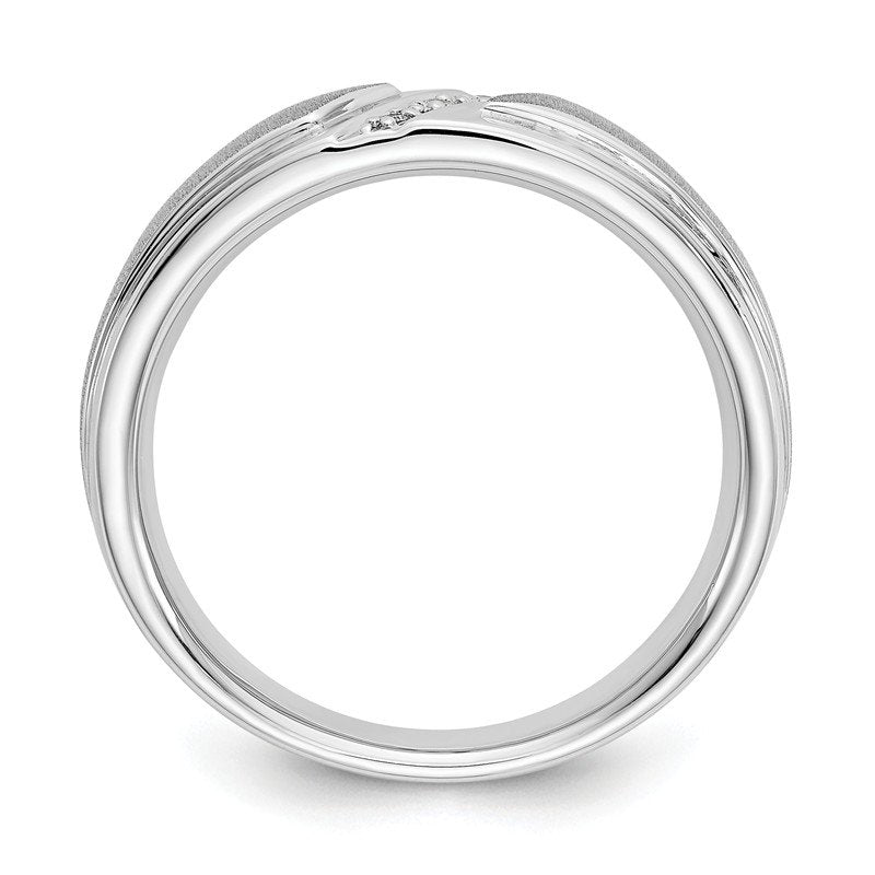 14K White Gold Men's 1/20 carat Lab Grown Diamond VS/SI  D E F  Brushed and Polished Band