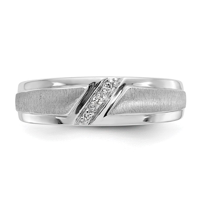 14K White Gold Men's 1/20 carat Lab Grown Diamond VS/SI  D E F  Brushed and Polished Band