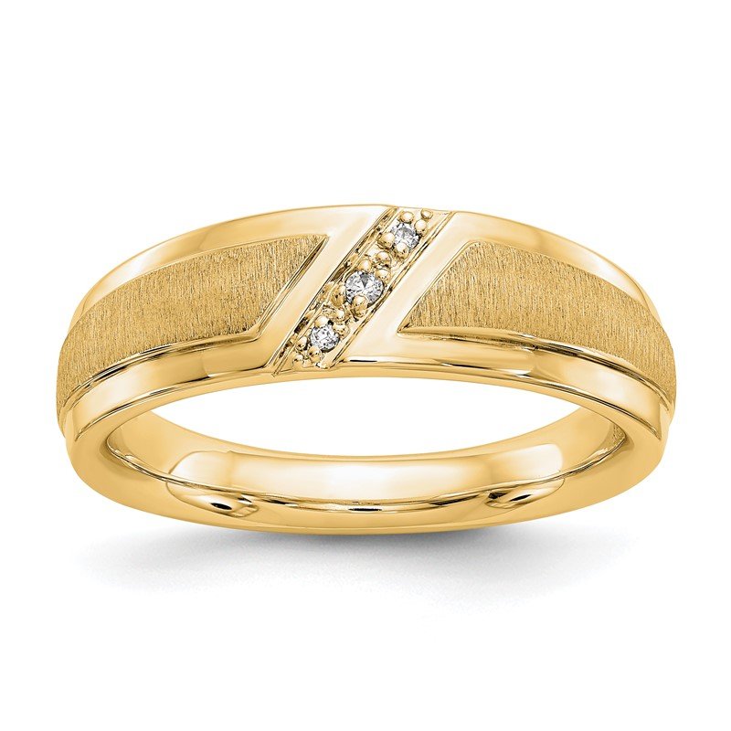 14K White Gold Men's 1/20 carat Lab Grown Diamond VS/SI  D E F  Brushed and Polished Band