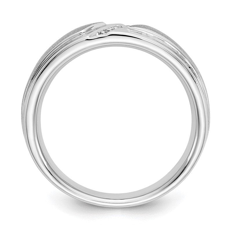 14K White Gold Men's 1/20 carat Lab Grown Diamond VS/SI  D E F  Brushed and Polished Band