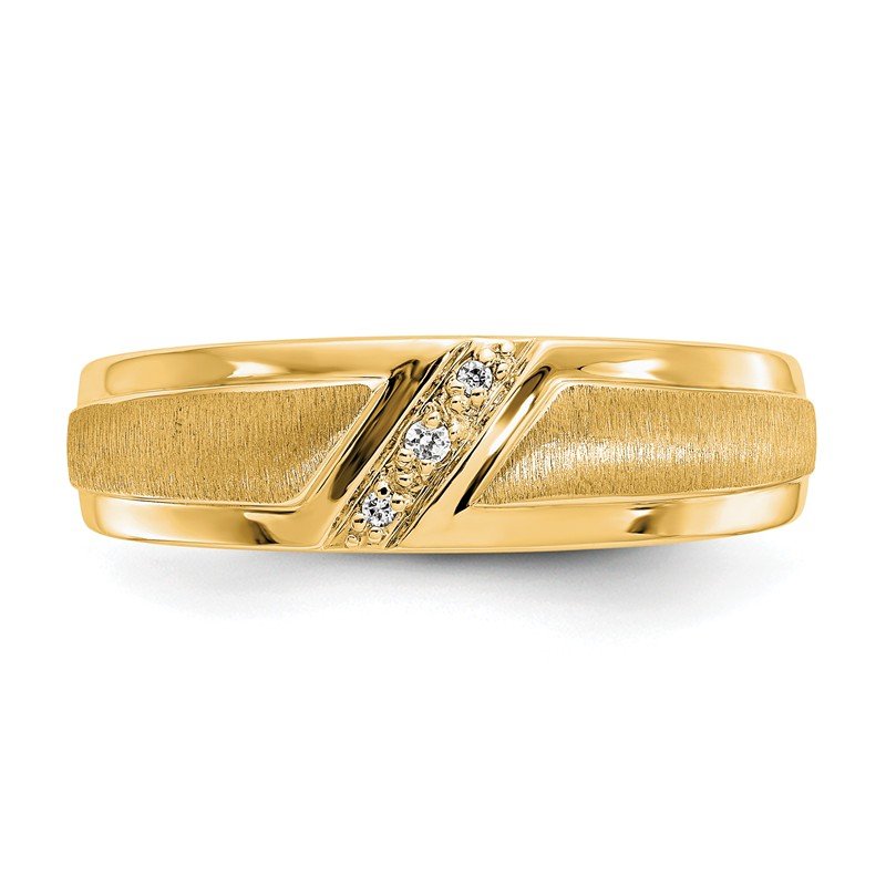 14K White Gold Men's 1/20 carat Lab Grown Diamond VS/SI  D E F  Brushed and Polished Band