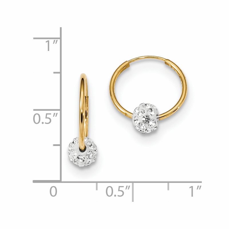 14k Polished Crystal and Resin Bead Endless Hoops