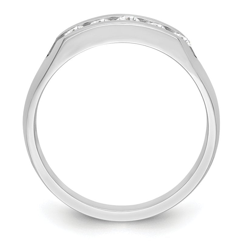 14K White Gold Men's 1/3 carat Lab Grown Diamond VS+ F+ Complete Channel Five Stone Band