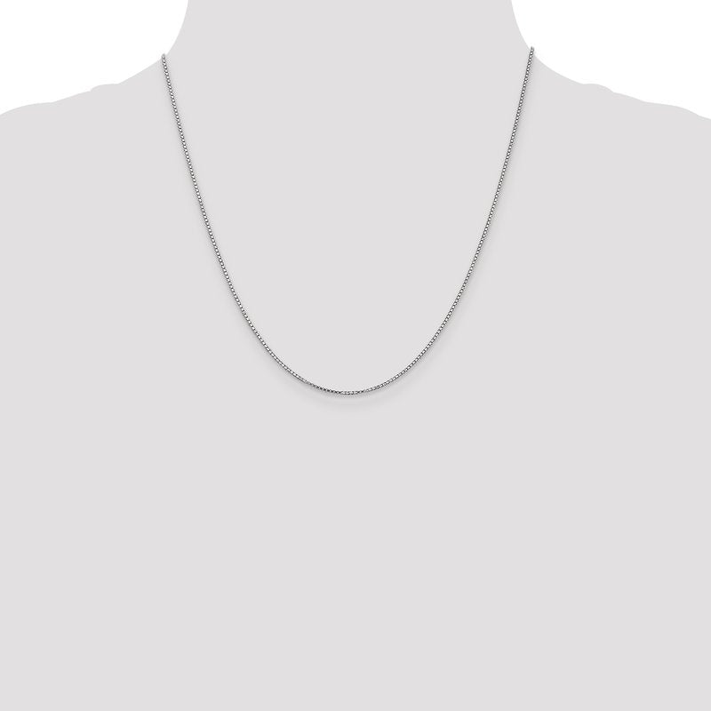 14K White Gold 14 inch 1.1mm Box with Lobster Clasp Chain