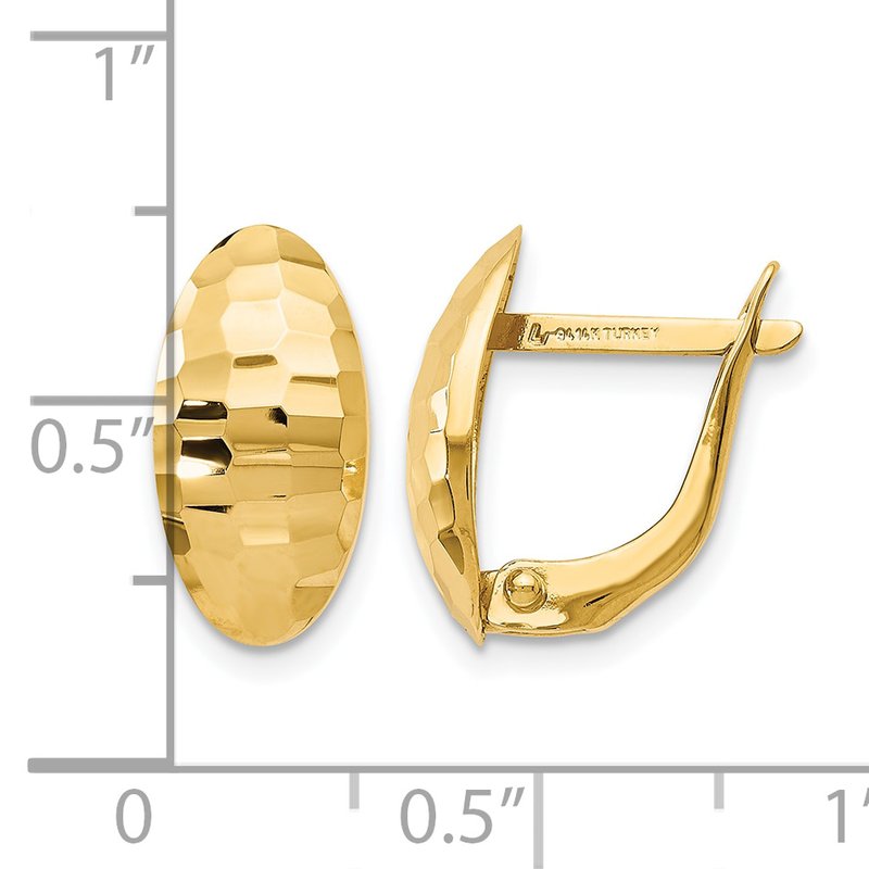 14K Polished and Hammered Hinged Post Earrings