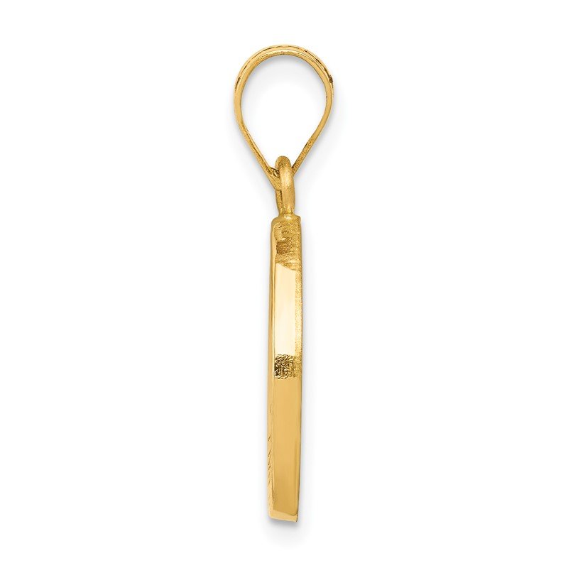 14k Polished and Satin Hollow St Matthew Medal Round Pendant