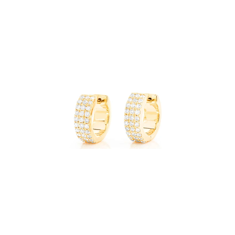 Small Three Row Huggie Hoop Earrings 14K