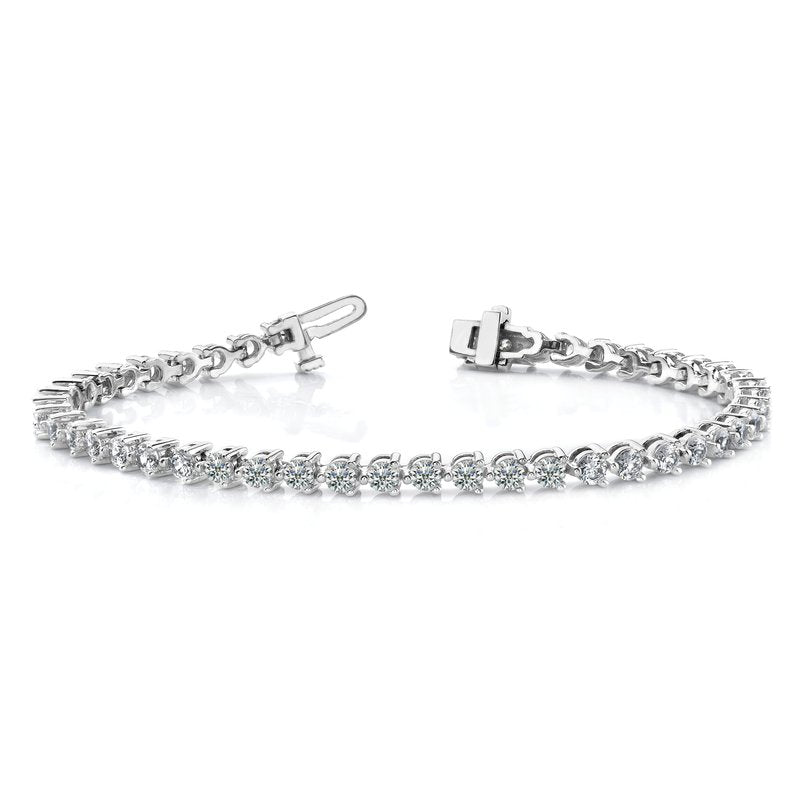14k White Gold Complete 10.2 carat Round VS Diamond 3-prong 7 inch Tennis Bracelet