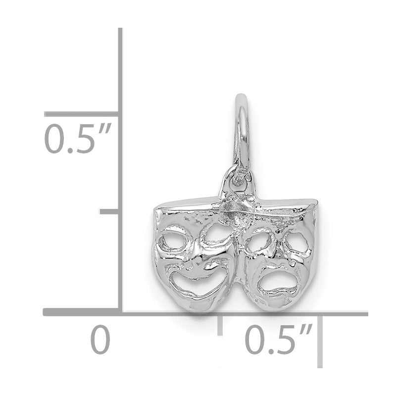 14k White Gold Solid Comedy/Tragedy Charm