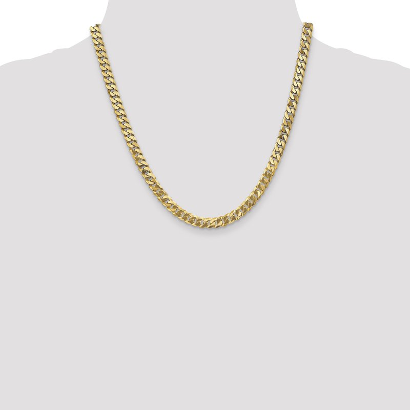 14K 26 inch 6.25mm Flat Beveled Curb with Lobster Clasp Chain