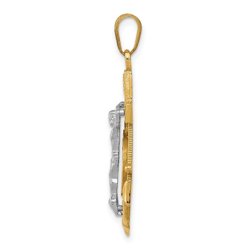 14k Two-tone Diamond-cut Mariners Crucifix Pendant
