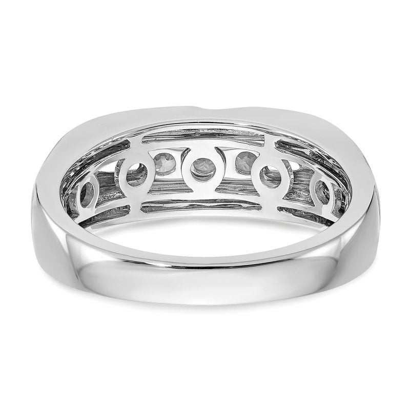 14K White Gold Men's 1/3 carat Lab Grown Diamond VS/SI  D E F  Brushed and Polished Band