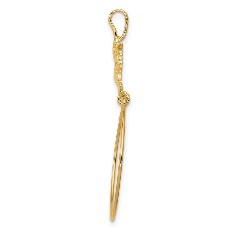 14k Polished Doves and Bow Charm Holder Pendant
