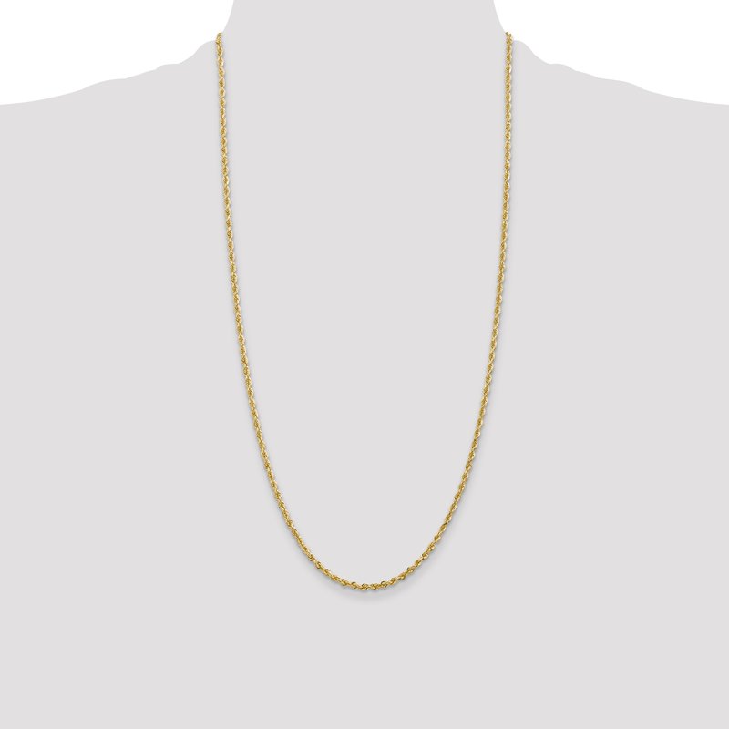 14K 26 Inch 2.75mm Diamond-cut Quadruple Rope Lobster Clasp Chain