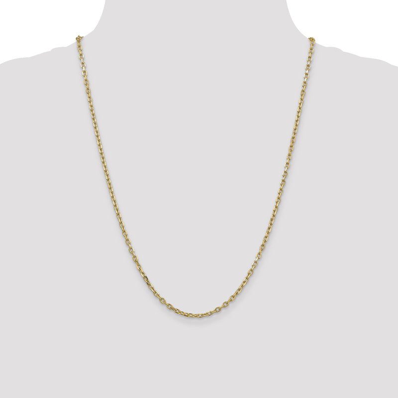 14K 26 inch 3mm Diamond-cut Round Open Link Cable with Lobster Clasp Chain