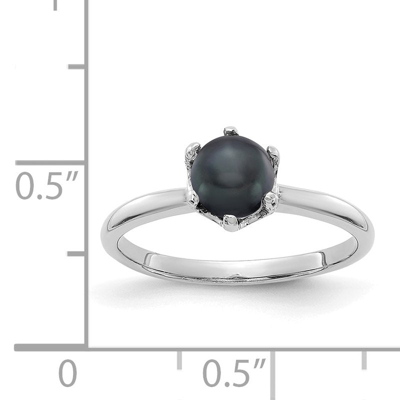 14k White Gold 5.5mm Black FW Cultured Pearl ring
