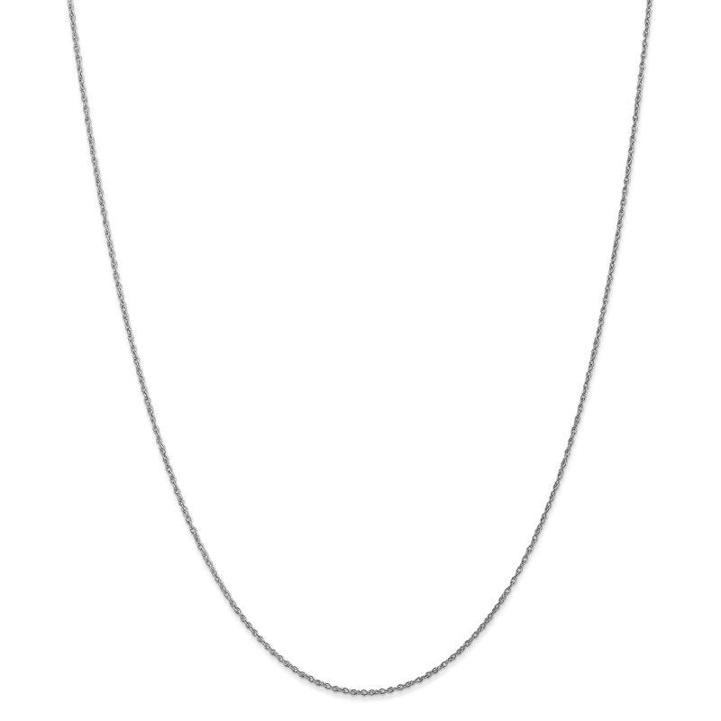14K White Gold 14 inch .8mm Light Baby Rope with Spring Ring Clasp Chain