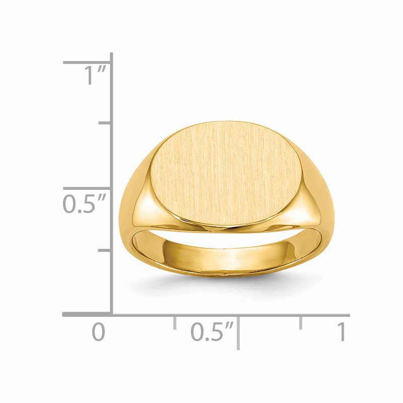 14k 16.0x12.0mm Closed Back Mens Signet Ring