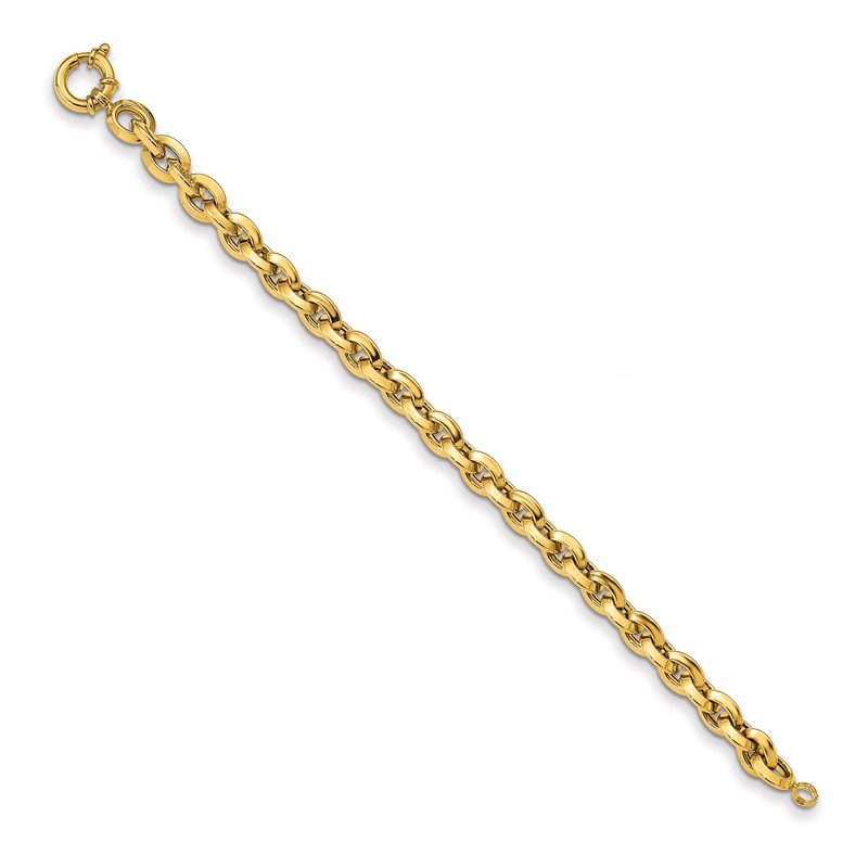 14K Polished 7.9mm Fancy Knife-edge Rolo Link 8 inch Bracelet