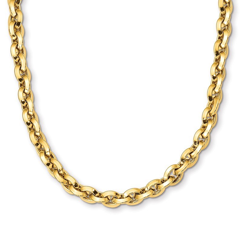 14K Polished 7.9mm Fancy Knife-edge Rolo Link 8 inch Bracelet