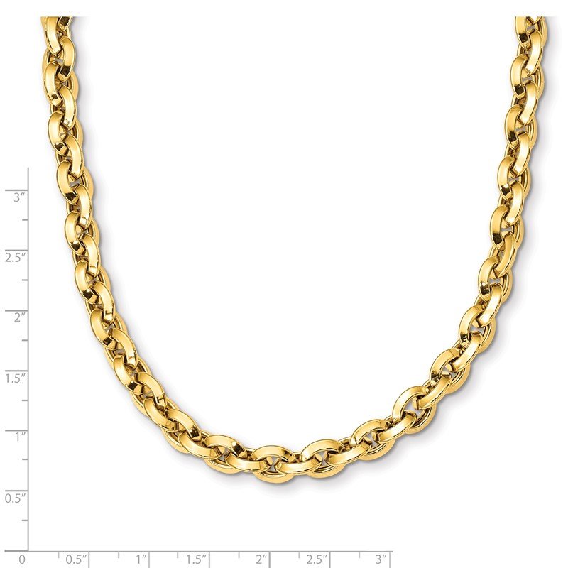 14K Polished 7.9mm Fancy Knife-edge Rolo Link 8 inch Bracelet