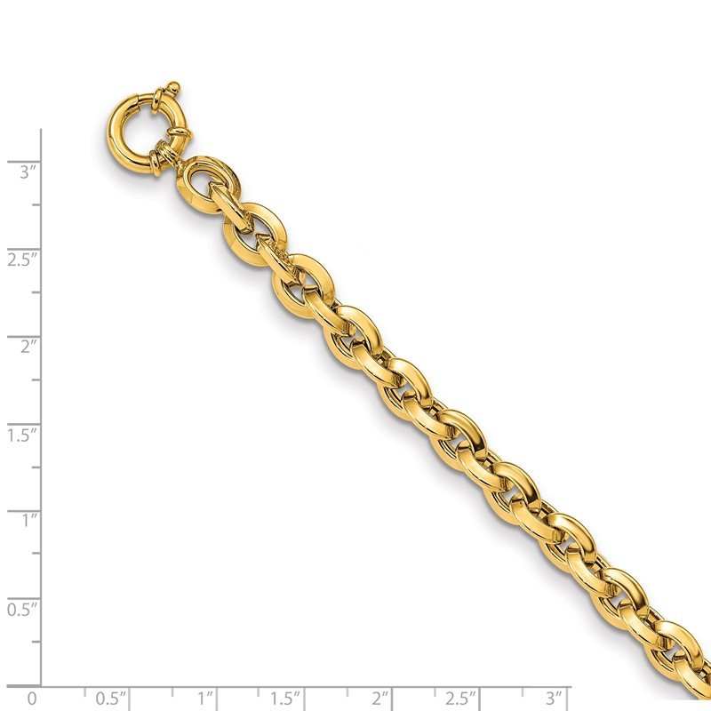 14K Polished 7.9mm Fancy Knife-edge Rolo Link 8 inch Bracelet