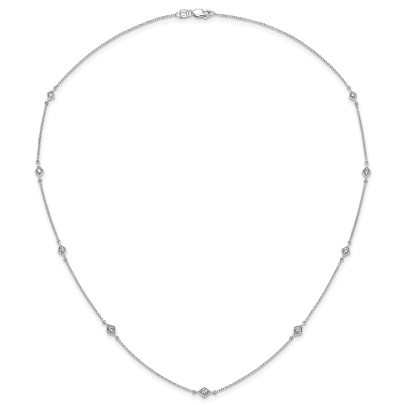 14k White Gold Complete 1/2 carat Diamond 9-Station 18 inch Necklace