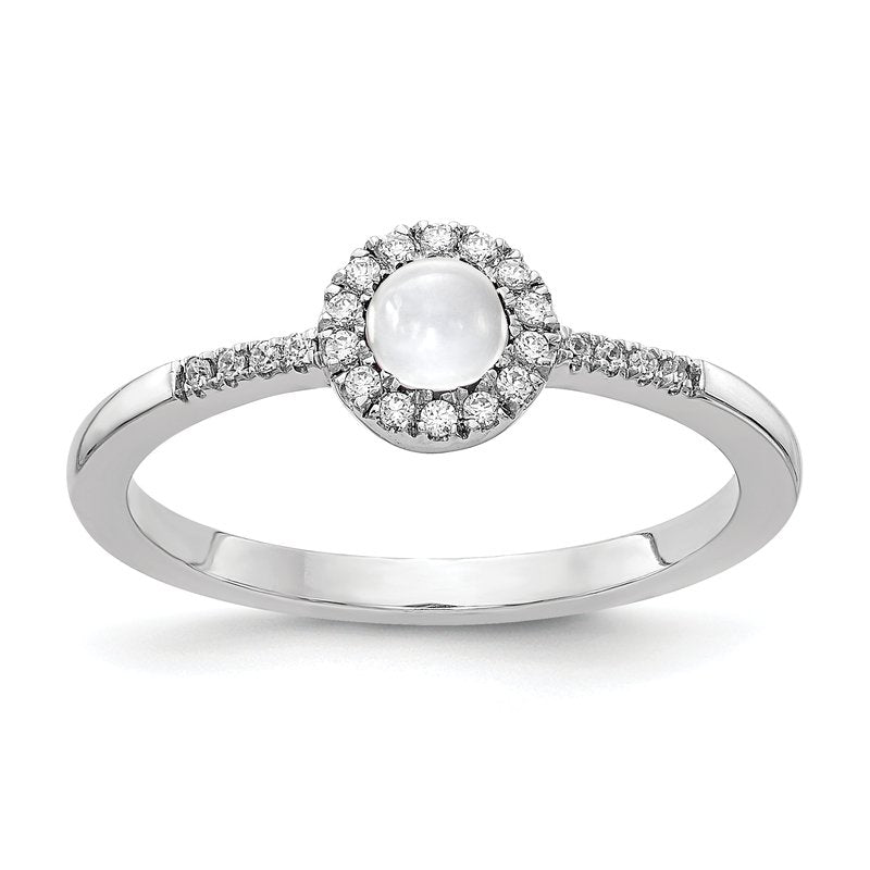 14k White Gold Diamond and Cabochon Amethyst Ring