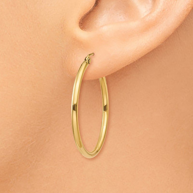 14k 2x30mm Polished Tube Hoop Earrings