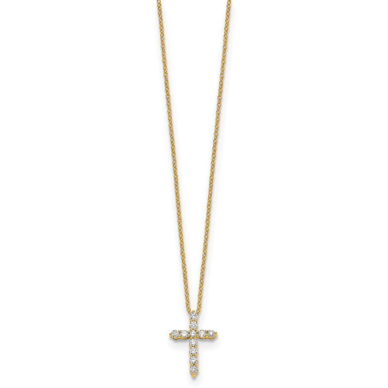 14k White Gold 1/4 carat Diamond Cross Pendant 18 inch Necklace