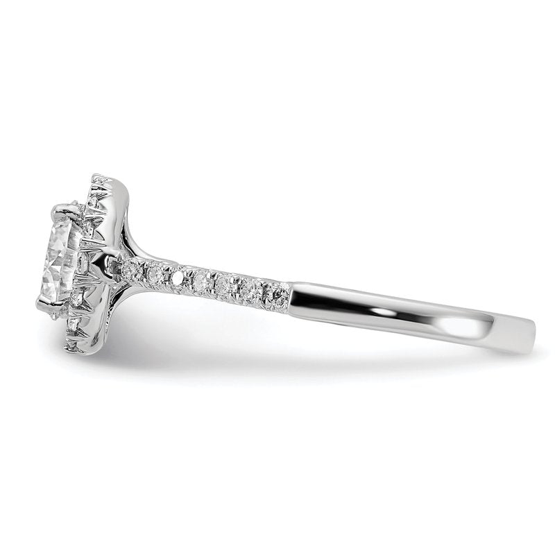 14K White Gold 1/4 carat Lab Grown Diamond VS+ F+ Semi-Mount Round Halo Engagement Ring
