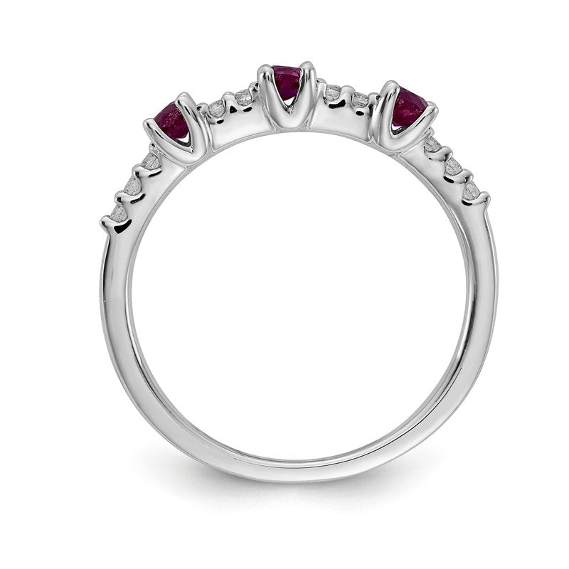 14k White Gold Diamond and Emerald 3-Stone Ring