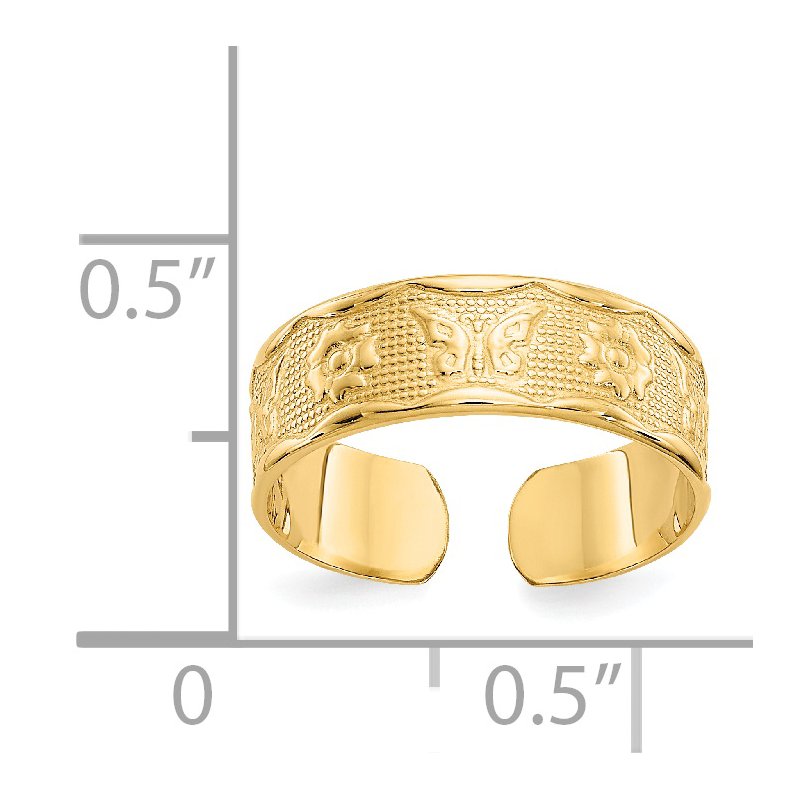 14k Flower &amp; Butterfly Toe Ring
