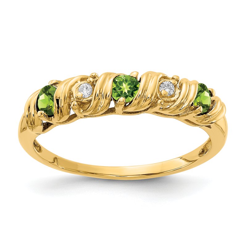 14k 2.75mm Peridot AA Diamond ring