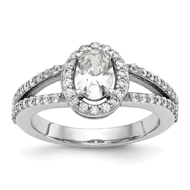 14K White Gold 1/2 carat Lab Grown Diamond VS/SI  D E F  Semi Mount Oval Halo Engagement Ring