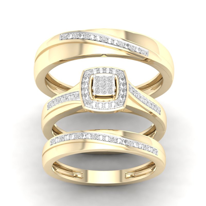 10K 0.08Ct Diam Trio Set