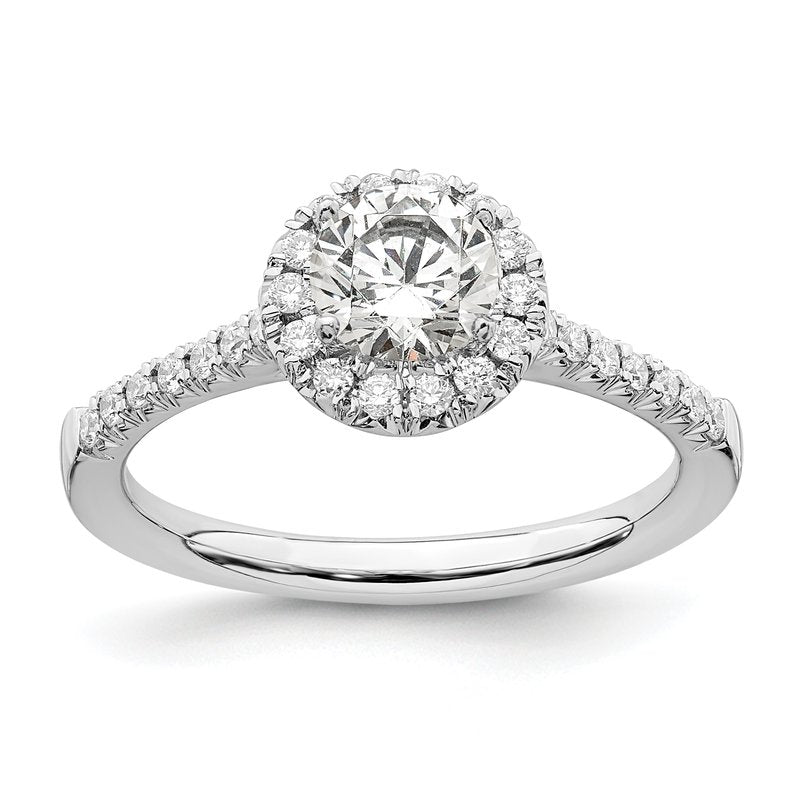14K White Gold 1/4 carat Lab Grown Diamond VS+ F+ Semi-Mount Round Halo Engagement Ring