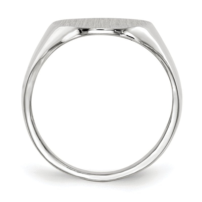 14k White Gold 15.0x18.5mm Closed Back Mens Signet Ring