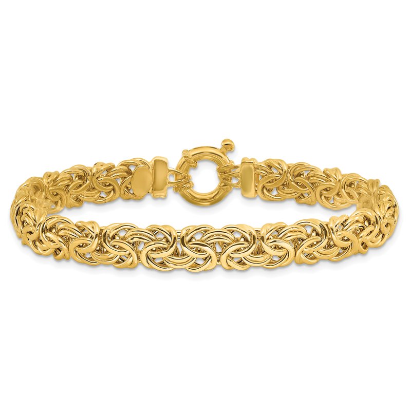 14k Fancy Graduated 7-12mm Flat Byzantine 17.5 inch Necklace