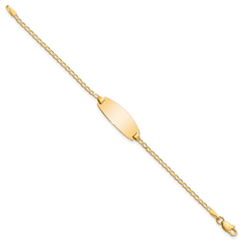 14k Polished Solid Chain/Solid Plate Curb Link Oval 18.5x8.5mm Plate 5.5 inch Baby/Child ID Bracelet
