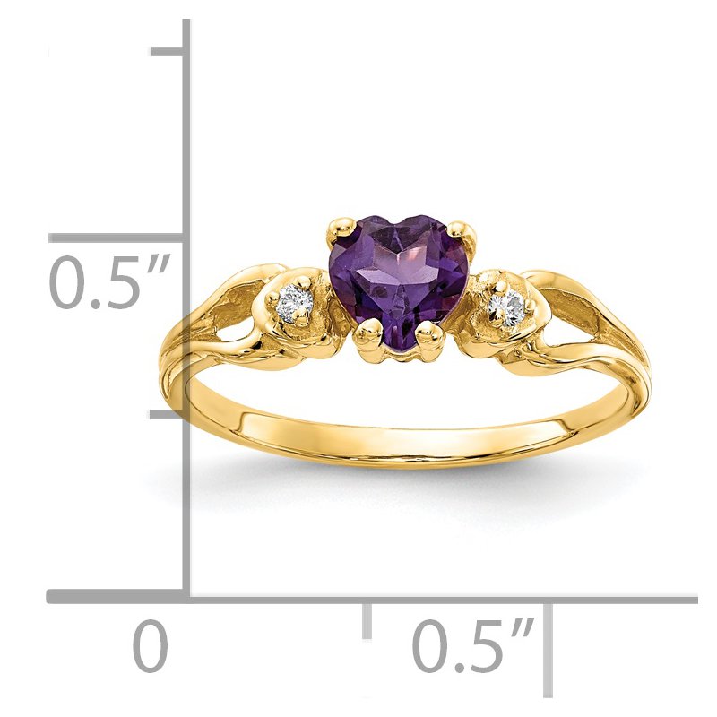 14k 5mm Heart Amethyst VS Diamond ring