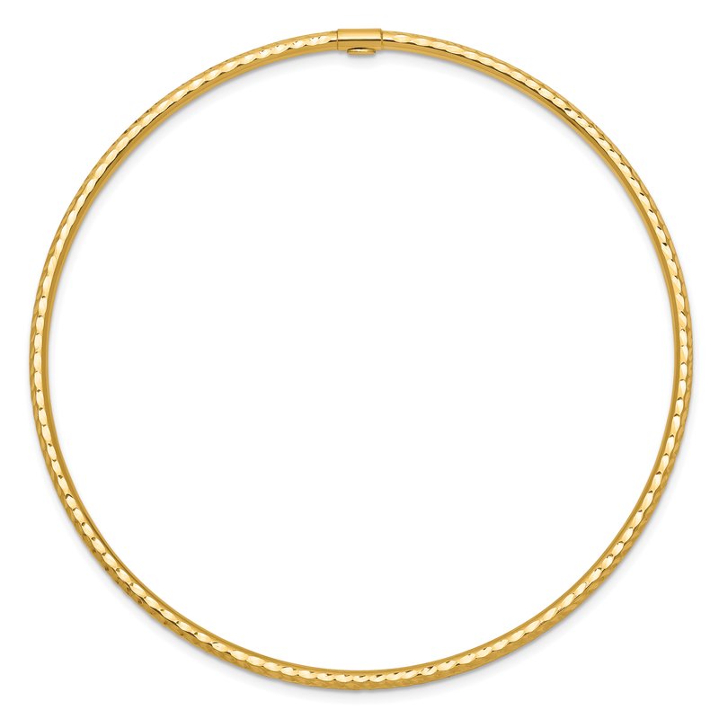 14k Polished Diamond-cut Tube 2.00mm Slip-on Round Bangle Bracelet