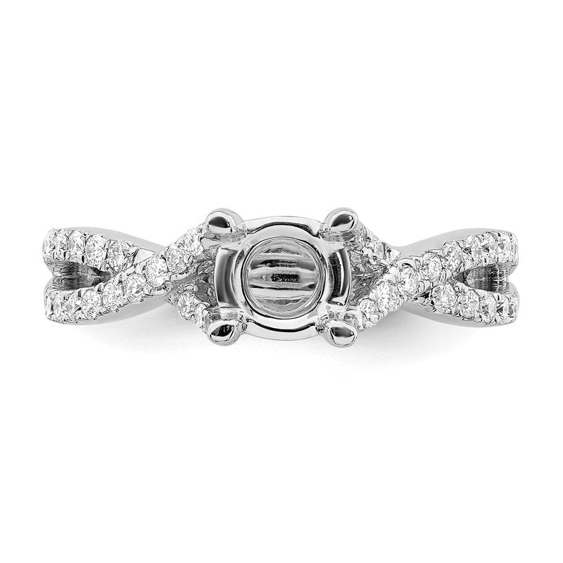 14K White Gold 3/8 carat Lab Grown Diamond VS/SI  D E F  Semi Mount Round By-Pass Engagement Ring
