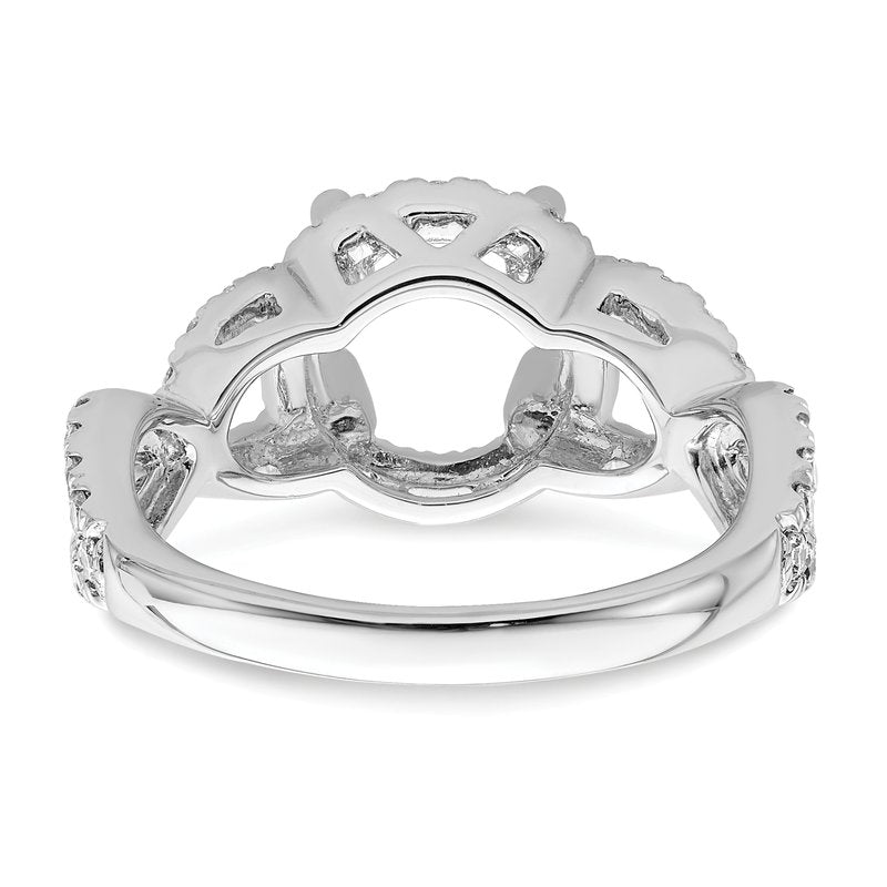 14K White Gold 3/4 carat Lab Grown Diamond VS/SI  D E F  Semi Mount Round Halo Engagement Ring
